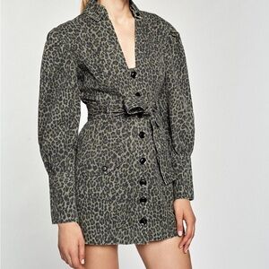 Marissa Webb Mera Leopard Print Canvas Mini Dress Size 12